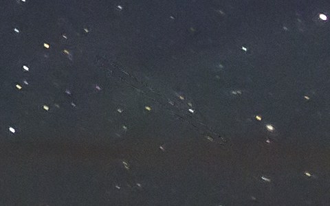 After: the meteor is gone, and a faint dark trace is left where it was