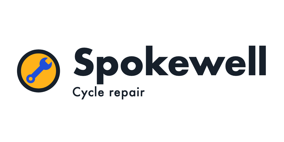 Spokewell Cycle repair logo: an amber wheel with a blue wrench, next to the name in bold dark letters