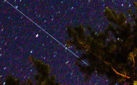 Before: a thin straight trail crosses the stars and runs into a pine tree