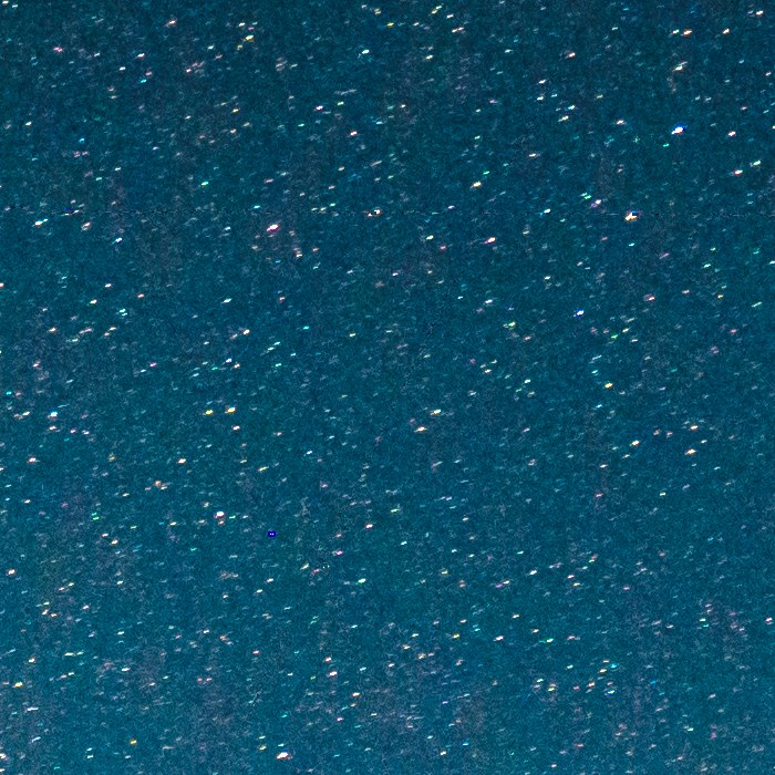 After: the same crop with the trails subtracted and the stars still in place